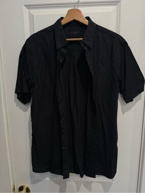 All Saints Black Short Sleeve Button-Down Shirt